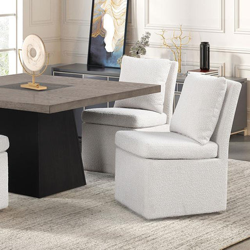 Broager 5 Pc Dining Table Set (White Swivel Chairs) - R&R Furniture Gallery (Fountain Valley, CA)