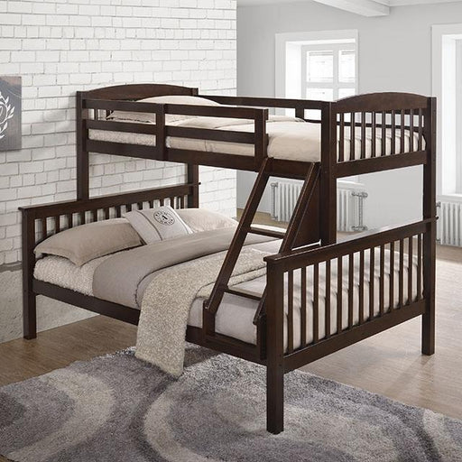 Brookings Twin/Full Bunk Bed White, Brown & Black - R&R Furniture Gallery (Fountain Valley, CA)