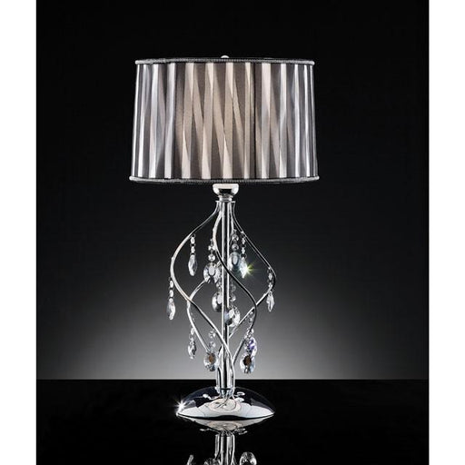 Arya Black/Chrome Table Lamp, Hanging Crystal - R&R Furniture Gallery (Fountain Valley, CA)