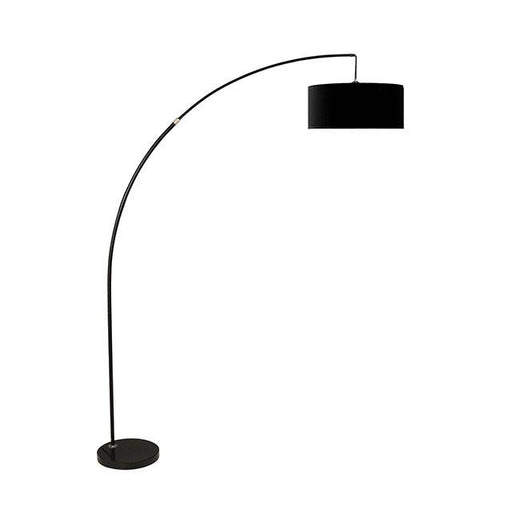 FOA West Jess Black Arch Lamp displaying a sleek black metal design with an arching arm and modern aesthetic.