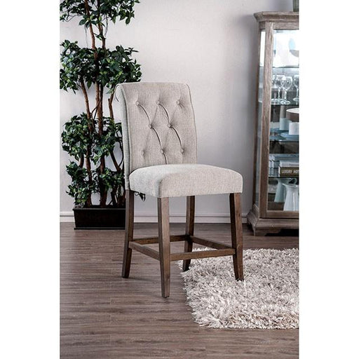 Sania III Beige/Rustic Oak Counter Ht. Chair (2/CTN) - R&R Furniture Gallery (Fountain Valley, CA)