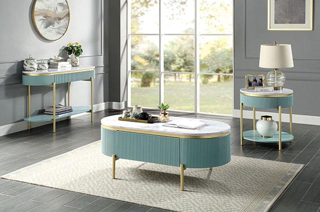 KOBLENZ End Table, Light Teal - R&R Furniture Gallery (Fountain Valley, CA)
