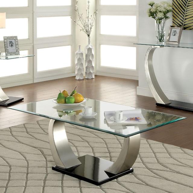 ROXO Satin Plated/Black Coffee Table - R&R Furniture Gallery (Fountain Valley, CA)