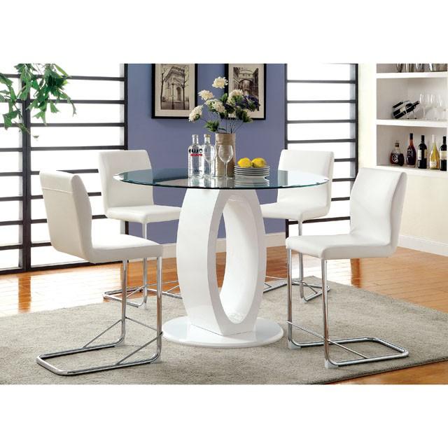 LODIA II White Round Counter Ht. Table - R&R Furniture Gallery (Fountain Valley, CA)