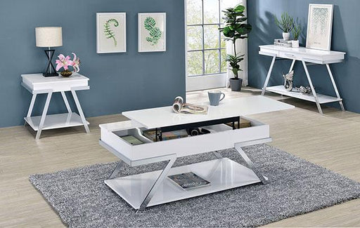 TITUS Sofa Table, White/Chrome - R&R Furniture Gallery (Fountain Valley, CA)