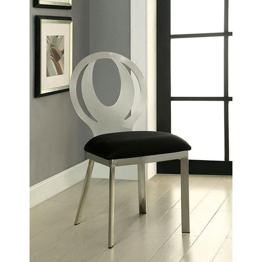 ORLA Silver/Black Side Chair (2/CTN) - R&R Furniture Gallery (Fountain Valley, CA)