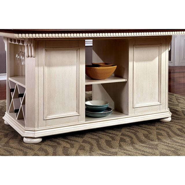 SABRINA Off White/Cherry Counter Ht. Table, Cherry & White - R&R Furniture Gallery (Fountain Valley, CA)