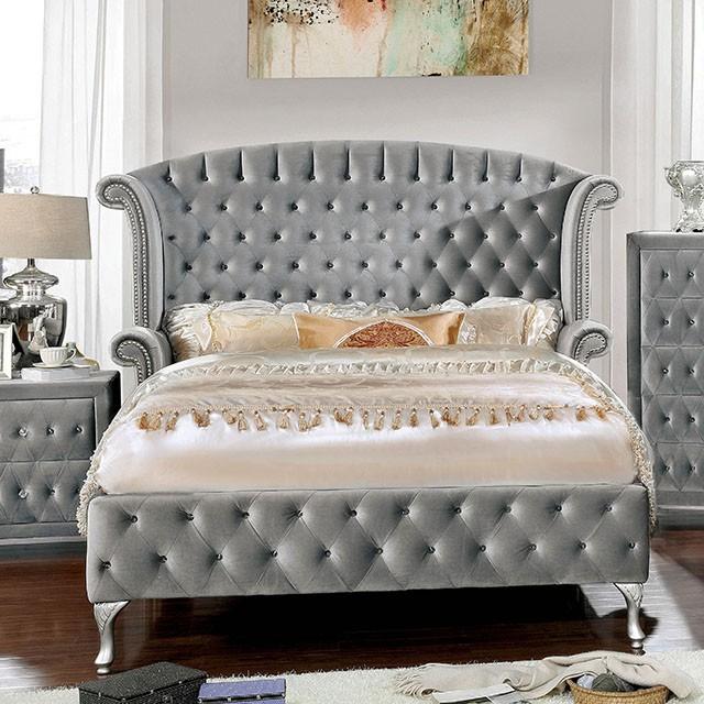 Alzir Gray & Black Queen & E.King Bed - R&R Furniture Gallery (Fountain Valley, CA)