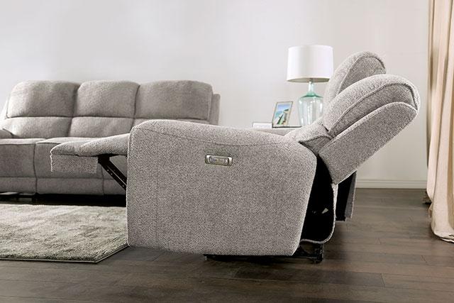 MORCOTE Power Recliner, Light Gray - R&R Furniture Gallery (Fountain Valley, CA)