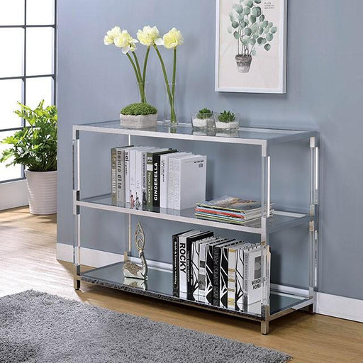Ludvig Chrome/Clear Sofa Table - R&R Furniture Gallery (Fountain Valley, CA)