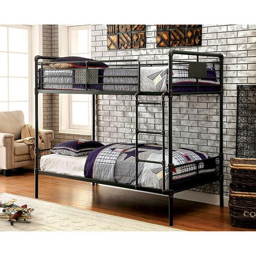 OLGA Antique Black Metal Twin/Twin Bunk Bed - R&R Furniture Gallery (Fountain Valley, CA)