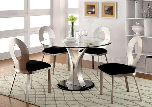 VALO Silver/Black Round Dining Table - R&R Furniture Gallery (Fountain Valley, CA)