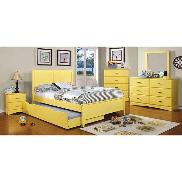 PRIAM Full & Twin Bed, White/Gray, Pink, Chrome, & Yellow - R&R Furniture Gallery (Fountain Valley, CA)