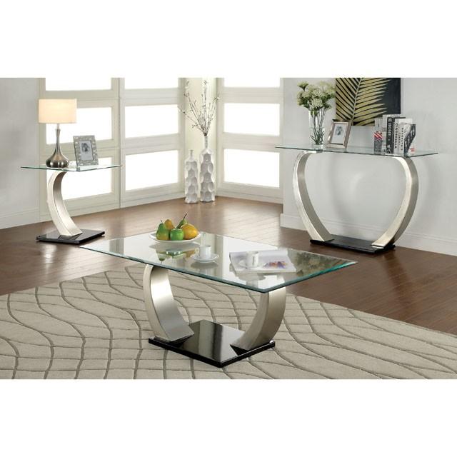 ROXO Satin Plated/Black Coffee Table - R&R Furniture Gallery (Fountain Valley, CA)