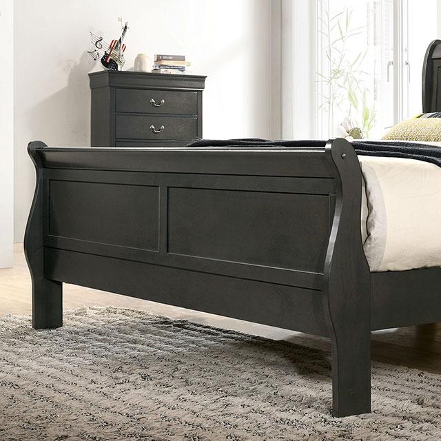 Louis Philippe E.King Bed Black, Cherry, & Gray - R&R Furniture Gallery (Fountain Valley, CA)