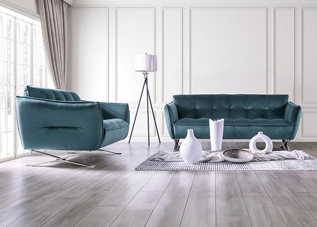 Civellutino Loveseat Teal - R&R Furniture Gallery (Fountain Valley, CA)