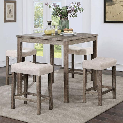 TORREON 5 Pc. Counter Ht. Table Set, Light Gray/Beige - R&R Furniture Gallery (Fountain Valley, CA)