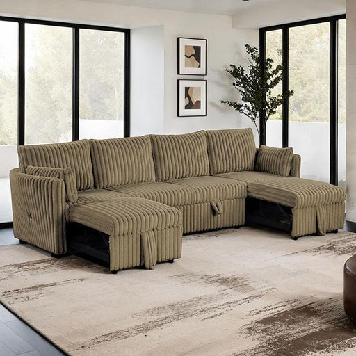 Denholme U-Sectional w/ Pull Out - R&R Furniture Gallery (Fountain Valley, CA)