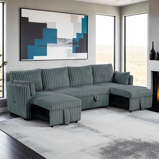 Denholme U-Sectional w/ Pull Out - R&R Furniture Gallery (Fountain Valley, CA)