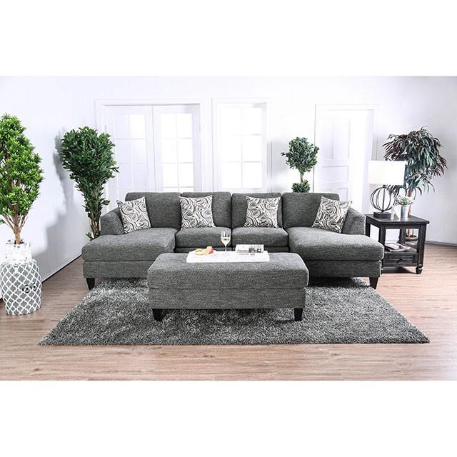 Lowry Gray Sectional w/ Ottoman - R&R Furniture Gallery (Fountain Valley, CA)