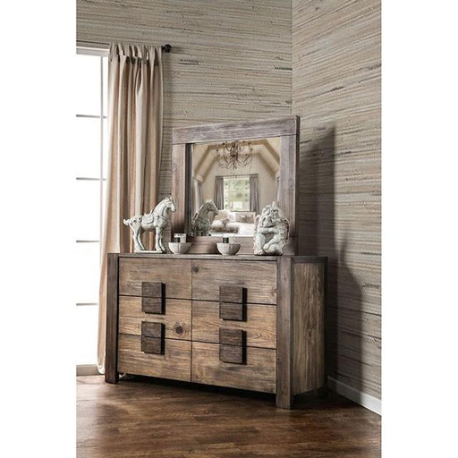 AVEIRO Rustic Natural Tone Mirror - R&R Furniture Gallery (Fountain Valley, CA)