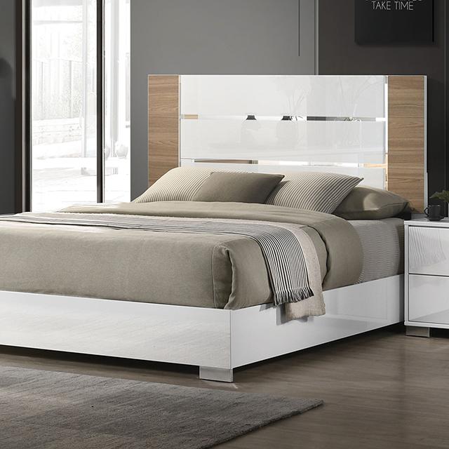 ERLANGEN Cal.King & E.King Bed, White/Natural - R&R Furniture Gallery (Fountain Valley, CA)