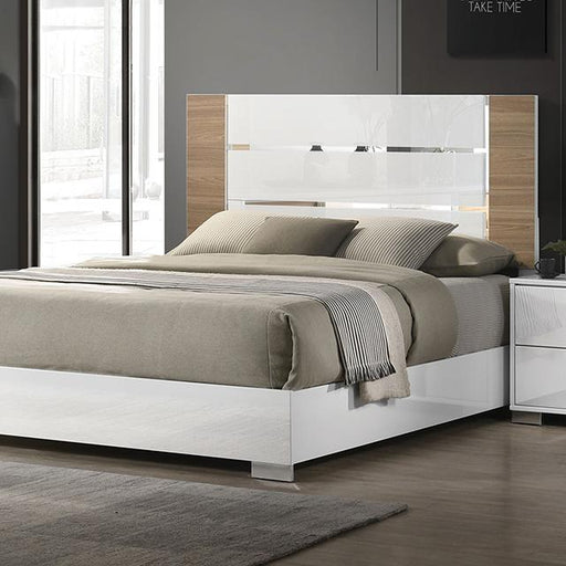 ERLANGEN Cal.King & E.King Bed, White/Natural - R&R Furniture Gallery (Fountain Valley, CA)