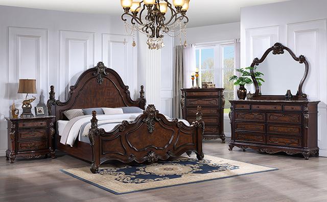 Francione Bed Chrome & Cherry - R&R Furniture Gallery (Fountain Valley, CA)