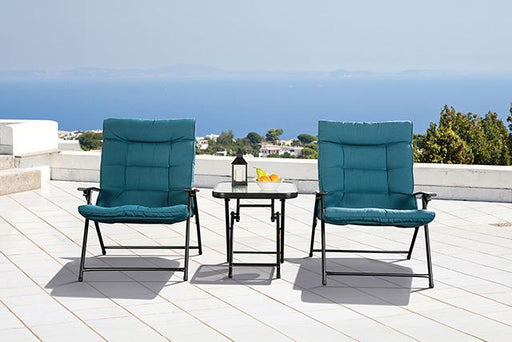 Bastia 3 Pc. Conversation Set Teal & Beige - R&R Furniture Gallery (Fountain Valley, CA)