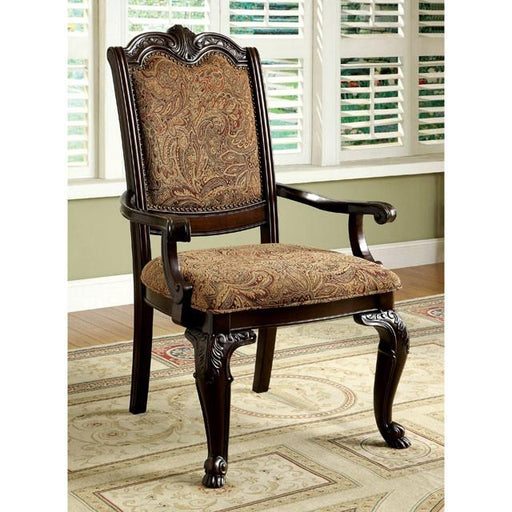 BELLAGIO Brown Cherry/Pattern Fabric Arm Chair (2/CTN) - R&R Furniture Gallery (Fountain Valley, CA)