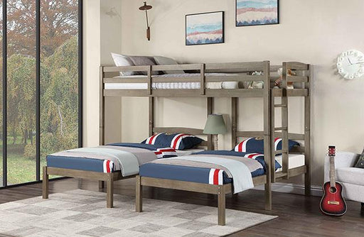 HORTENSE Triple Twin Bunk Bed, W. Gray - R&R Furniture Gallery (Fountain Valley, CA)