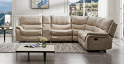 Beige FOA West Jerominus sectional sofa with plush cushions and modern design, perfect for living room seating.