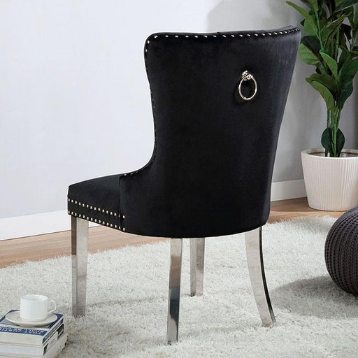 Black FOA West Jewett dining chair with sleek modern design, shown in a set of two on a neutral background.