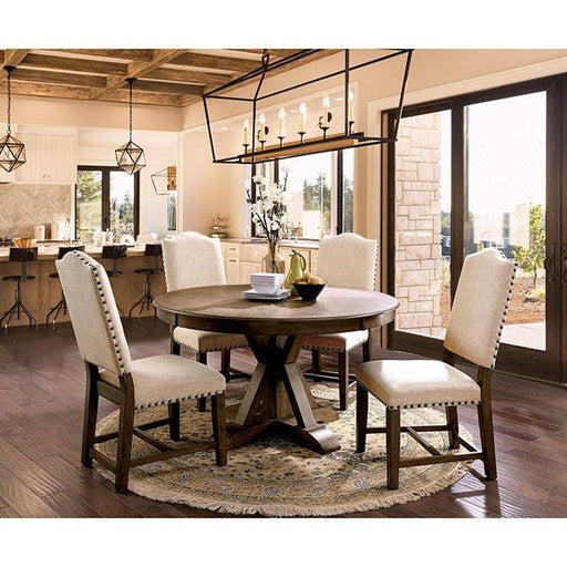Julia Light Oak Round Dining Table - R&R Furniture Gallery (Fountain Valley, CA)