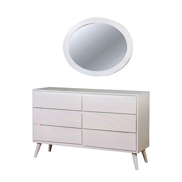 LENNART II White Oval Mirror - R&R Furniture Gallery (Fountain Valley, CA)
