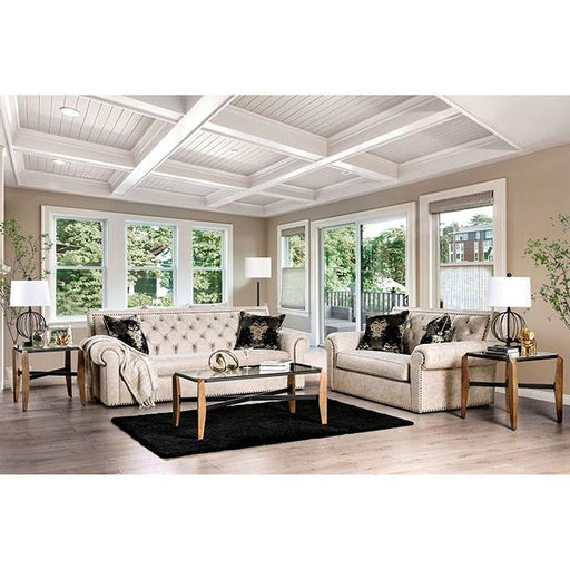 Parshall Beige W/ Gold Highlights Love Seat - R&R Furniture Gallery (Fountain Valley, CA)