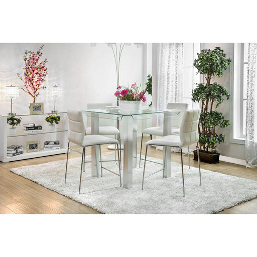 Richfield II Silver/Chrome Counter Ht. Table - R&R Furniture Gallery (Fountain Valley, CA)