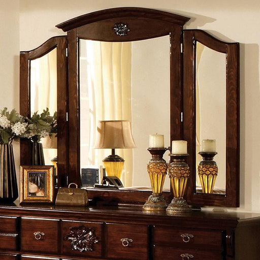 Tuscan II Glossy Dark Pine Tri-Fold Mirror - R&R Furniture Gallery (Fountain Valley, CA)