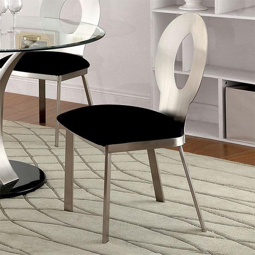 VALO Silver/Black Side Chair (2/CTN) - R&R Furniture Gallery (Fountain Valley, CA)