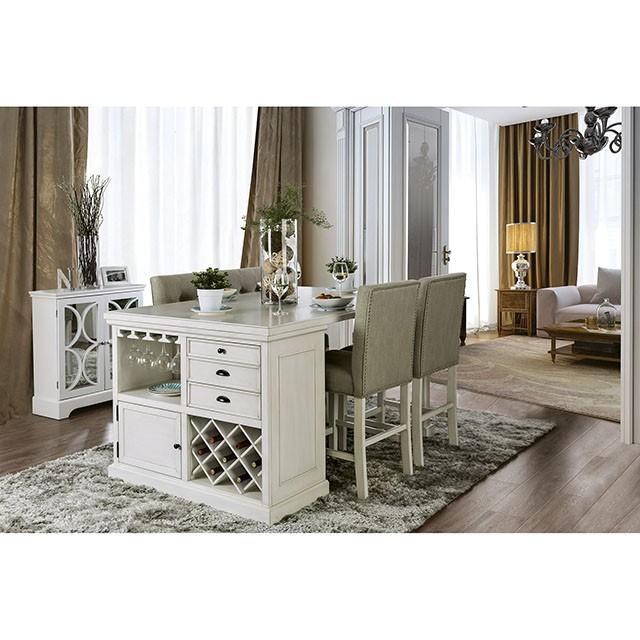 Sutton Antique White Counter Ht. Table - R&R Furniture Gallery (Fountain Valley, CA)