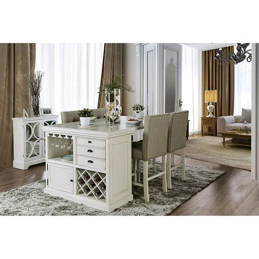 Sutton Antique White Counter Ht. Table - R&R Furniture Gallery (Fountain Valley, CA)