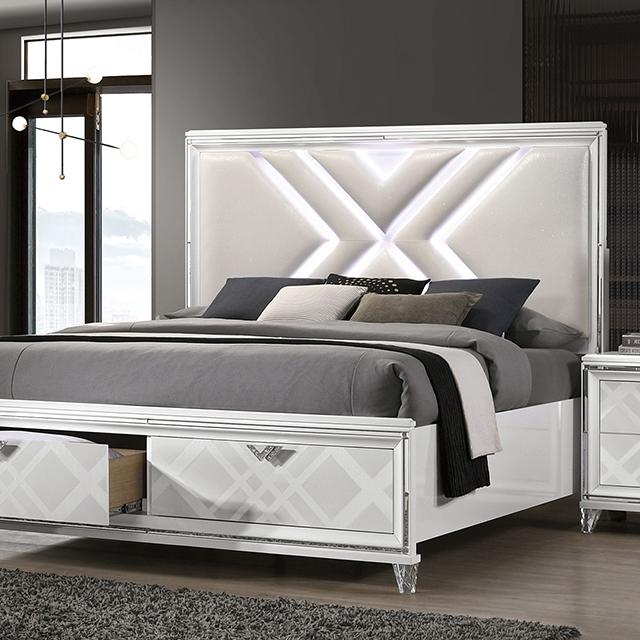 Emmeline Bed Silver & White - R&R Furniture Gallery (Fountain Valley, CA)