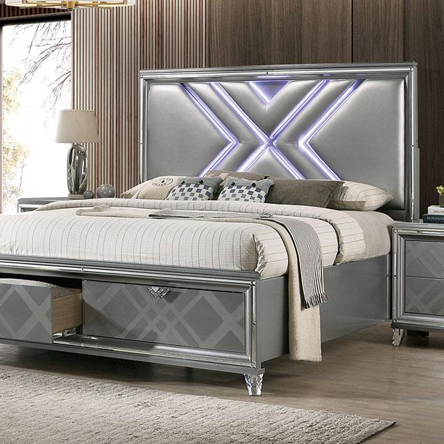 Emmeline Bed Silver & White - R&R Furniture Gallery (Fountain Valley, CA)