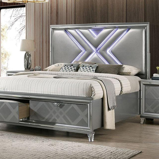 Emmeline Bed Silver & White - R&R Furniture Gallery (Fountain Valley, CA)