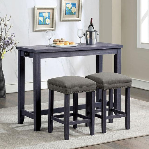 CAERLEON 3 Pc. Counter Ht. Table Set, Blue - R&R Furniture Gallery (Fountain Valley, CA)