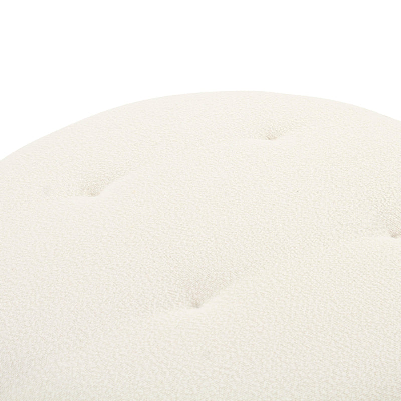 Fickle Cream Boucle Swivel Ottoman