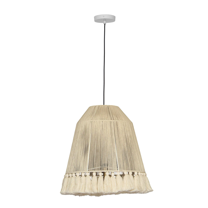 Helen White Cotton Tasseled Pendant Lamp 7