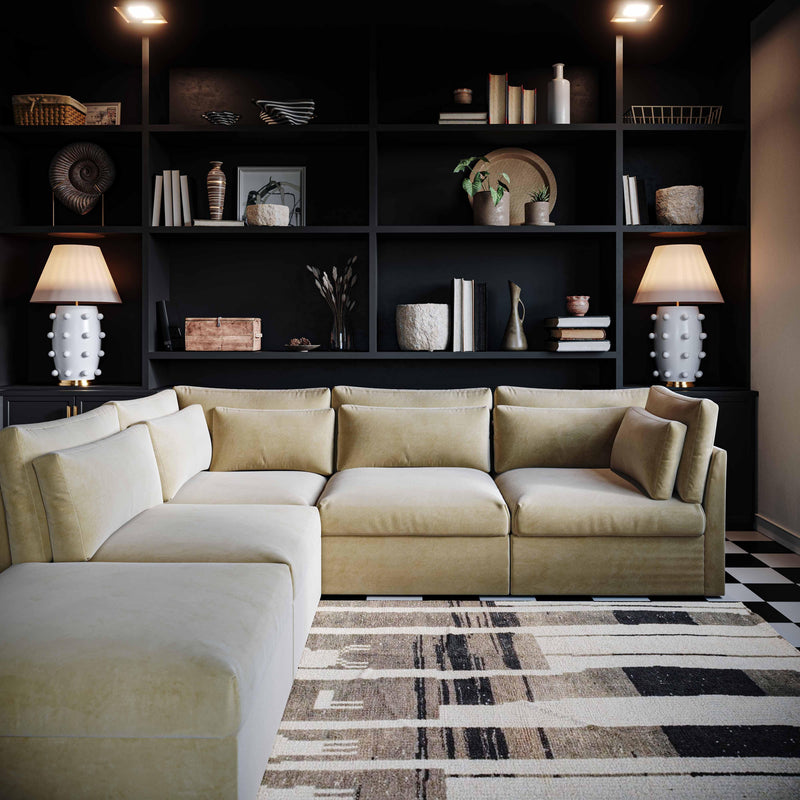 Jessie Champagne Velvet Modular Ottoman 5