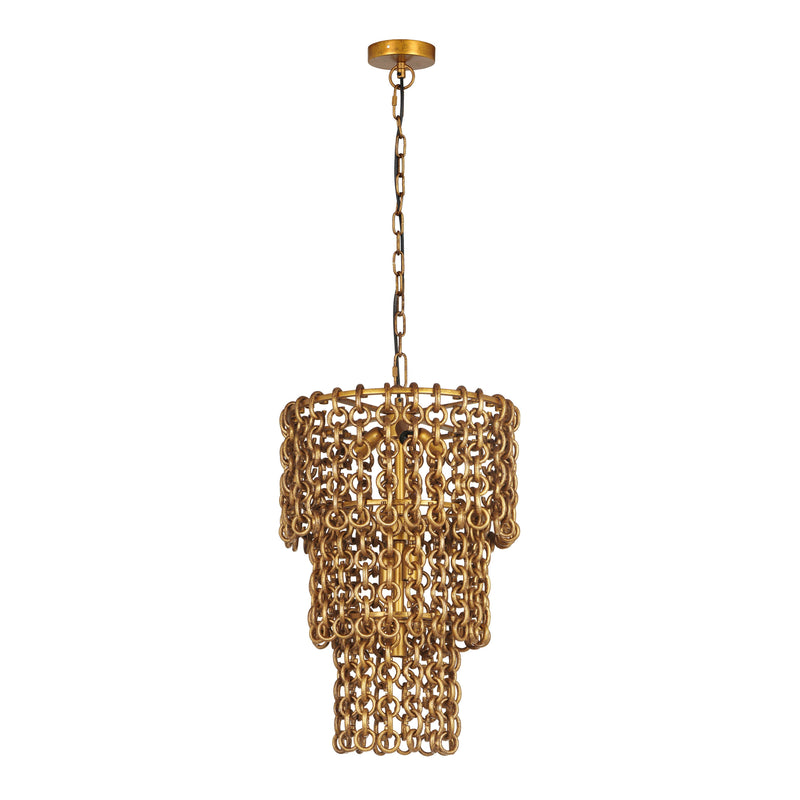Nirsa Brass Chain Link 3-Tier Chandelier