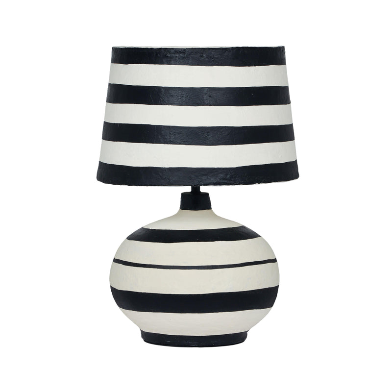 Positano Black Striped Papier Mache Table Lamp